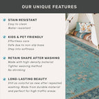 Boho 2x10 Extra Long Runner Rugs for Hallways - Machine Washable for Entryway Indoor, Stain Resistant Runner Rug for Kitchen - Non Slip with Rubber Backing, Teal Low Pile & Soft Carpet