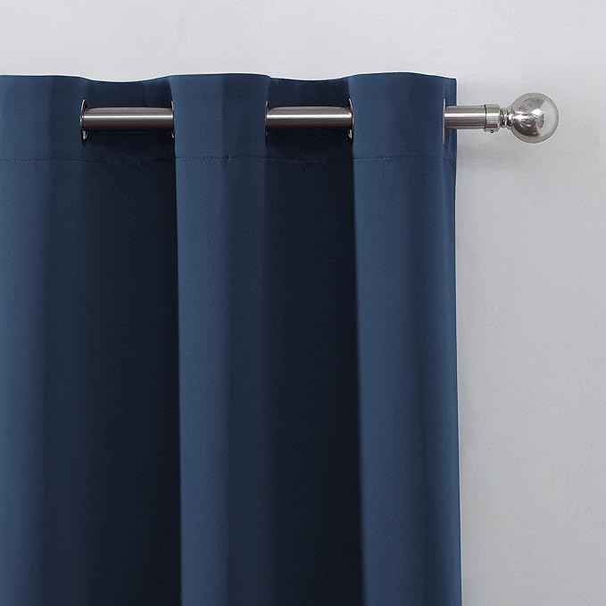 LEMOMO Navy Blue Thermal Blackout Curtains/42 x 72 Inch/Set of 2 Panels Room Darkening Curtains for Bedroom