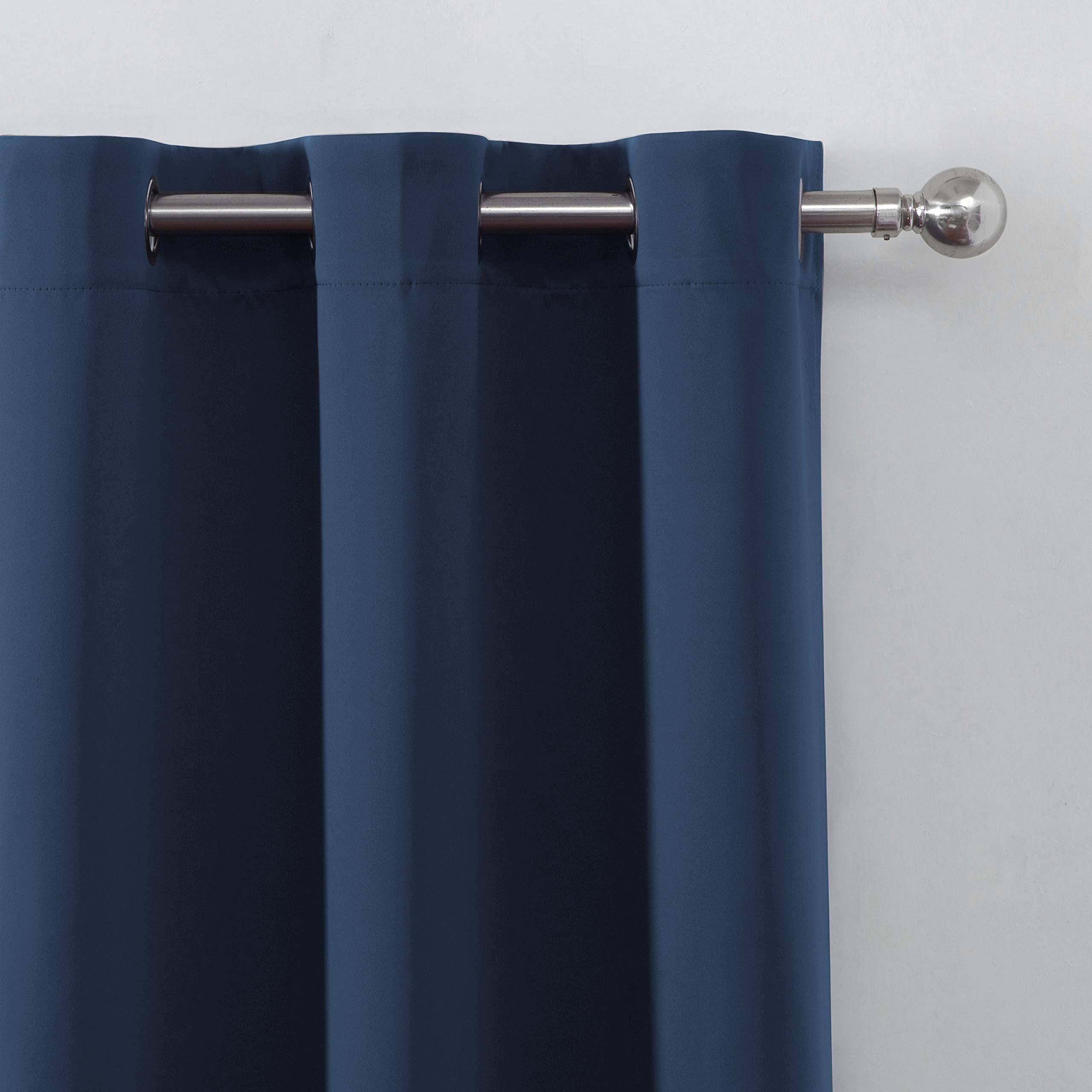 LEMOMO Blackout Curtains 66 x 84 inch/Navy Blue Curtains Set of 2 Panels/Thermal Insulated Room Darkening Bedroom Curtains