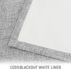 Yakamok Dove Grey Linen Curtains 100% Blackout 63 Inches Long,Room Darkening Textured Curtains for Living Room Thermal Grommet Bedroom Drapes 2 Panels with Greyish White Liner