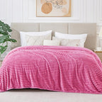BEDELITE 3D Ribbed Jacquard Hot Pink King Size Blanket for Bed, 108x90 Inch