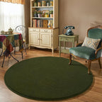 Amearea Olive Green Round Area Rugs 5ft Washable Circle Rugs for Bedroom Living Room, Fluffy Indoor Thickened Memory Foam Rug, Non Slip Minimalist Circular Carpet for Kids Boy Girl Dorm Nursery Room