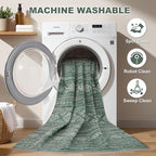 Nakagishi 8X10 Area Rugs Living Room: Washable Boho Large Neutral Modern Soft Farmhouse Green Rug Stain Resistant Indoor Floor Non-Slip Carpet for Women Home Enthusiasts Aged 25-45 - Bedroom Room