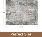 8 x 10 Area Rugs for Living Room, Machine Washable Non Slip Rug Ultra Soft Low Pile Indoor Carpet Modern Abstract Rugs for Bedroom Office Room Dining Room Beside, Grey
