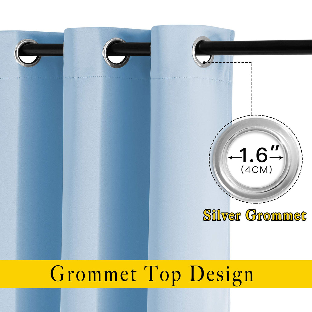 NICETOWN Blackout Curtains 54 Long - Window Treatment Thermal Insulated Solid Grommet Blackout Curtains/Panels/Drapes for Bedroom (Blue, Set of 2, 66 by 54 Inch)