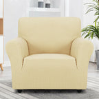 ZNSAYOTX Super Stretch Chair Slipcover Universal Sofa Chair Covers for Living Room Dogs Pet Furniture Protector Spandex Armchair Slipcovers with Anti Slip Foam Sticks (Beige, Chair)