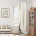 Extra Wide 70 Inch Blackout Curtains 96 Inches Long for Living Room Rustic Boho Room Darkening Textured Linen Drapes for Dining Room Office Insulated Ceiling to Floor Window 2 Panels 70x96 Cream Ivory