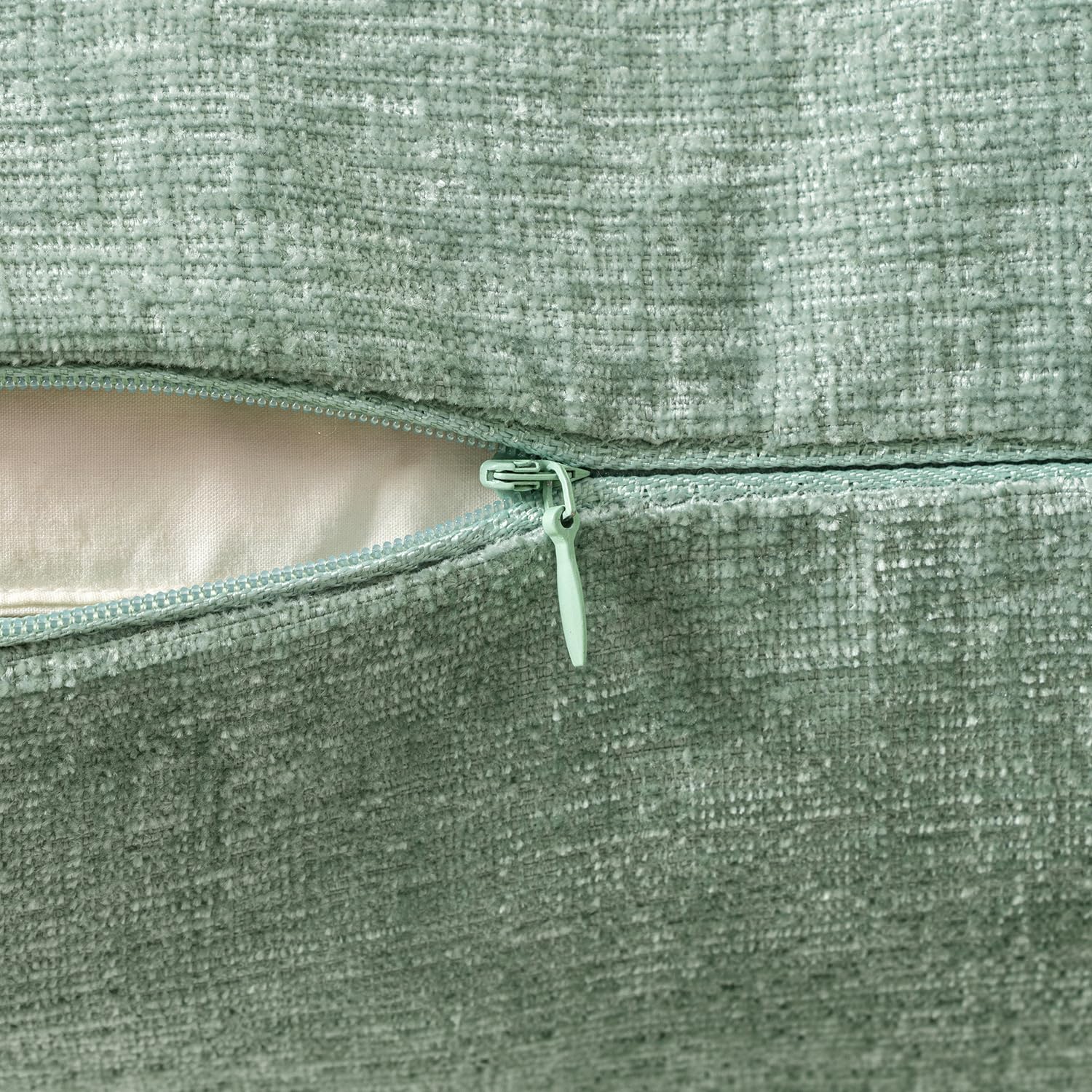 MIULEE Soft Chenille Throw Pillow Covers Greyish Green 20x20 Pack of 2