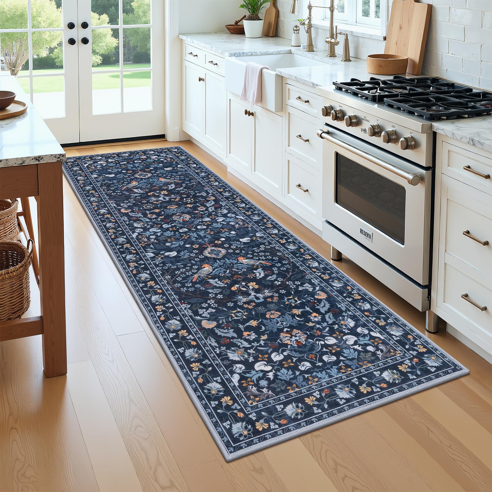 HEBE Hallway Runner Rug 2'x8', Washable Non Slip Kitchen Rug Runner