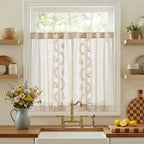 jinchan Floral Linen Curtains 84 Inch Farmhouse Back Tab 2 Panels