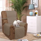 U-NICE HOME Recliner Chair Covers Reversible Quilted Water Repellent Pet Protectors with Elastic Straps (23''Recliner Small, Taupe/Taupe)