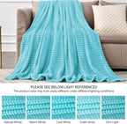 BEDELITE Fleece Throw Blanket for Couch – 3D Ribbed Jacquard Soft and Warm Decorative Fuzzy Blanket – Cozy, Fluffy, Plush Lightweight Light Blue Throw Blankets for Bed, Sofa, 50x60 inches