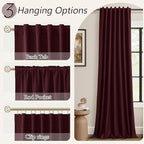 Guken 100% Blackout Curtains 120 Inch Length 2 Panels Set for Living Room Bedroom Back Tab Thermal Insulated Black Out Linen Drapes Room Darkening Window Curtains Burgundy 52x120