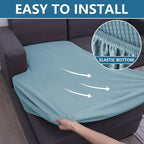 hyha Waterproof Sectional Couch Covers, Non Slip Sofa Couch Cushion Covers L Shape, Thick Stretch Jacquard Fabric, Washable Sofa Slipcovers with Elastic Bottom (1 Piece for Chaise, Lake Blue)
