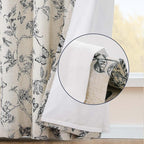 jinchan Floral Curtains Lined Linen Blend Curtain for Living Room 84 Inch Length Black Farmhouse Flower Patterned Curtain French Country Curtains Drapes Back Tab Rod Pocket 2 Panels