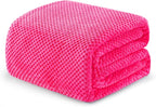 Exclusivo Mezcla Fleece Throw Blanket Extra Large, Super Soft and Warm Blankets for Couch, Sofa and Bed Waffle Textured, Cozy, Fuzzy and Lightweight (Hot Pink, 50x70 Inches)