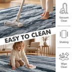5x7 Ft Large Shag Rugs for Bedroom Living Room for Men Boys, Tie Dyed Ultra Soft Fluffy Furry Area Rug for Indoor Floor, Aesthetic Carpet for Home Decor (Blue)