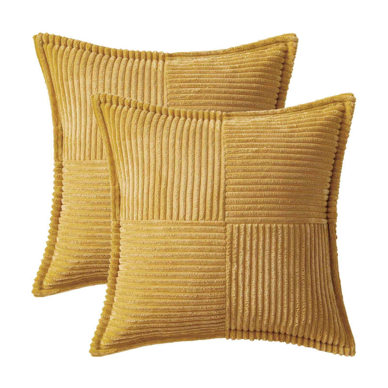 MIULEE Decorative Throw Pillow Covers for Couch 20x20 Inch Gold 2 Pack