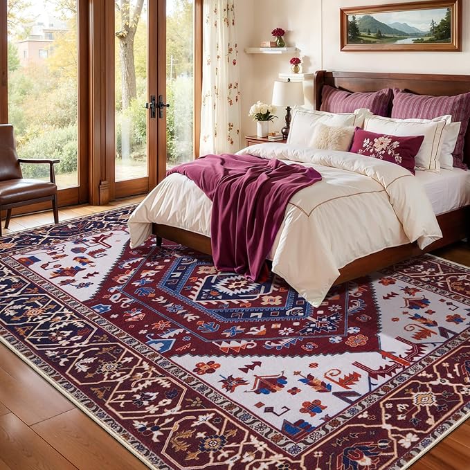 SERISSA 5x7 Washable Non Slip Boho Area Rug for Living Room