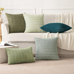 MIULEE Corduroy Decorative Throw Pillow Covers 12x12 Sage Green Pack of 2