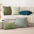 MIULEE Corduroy Decorative Throw Pillow Covers 18x18 Olive Green Pack of 2