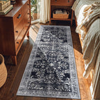 Yamaziot 2x6 Washable Hallway Runner Rug Non Slip Floral Carpet, Black