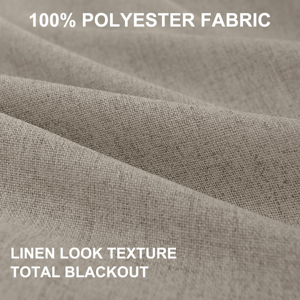 Faux Linen Total Blackout Curtains for Bedroom 84 Inches Long, Faux Linen