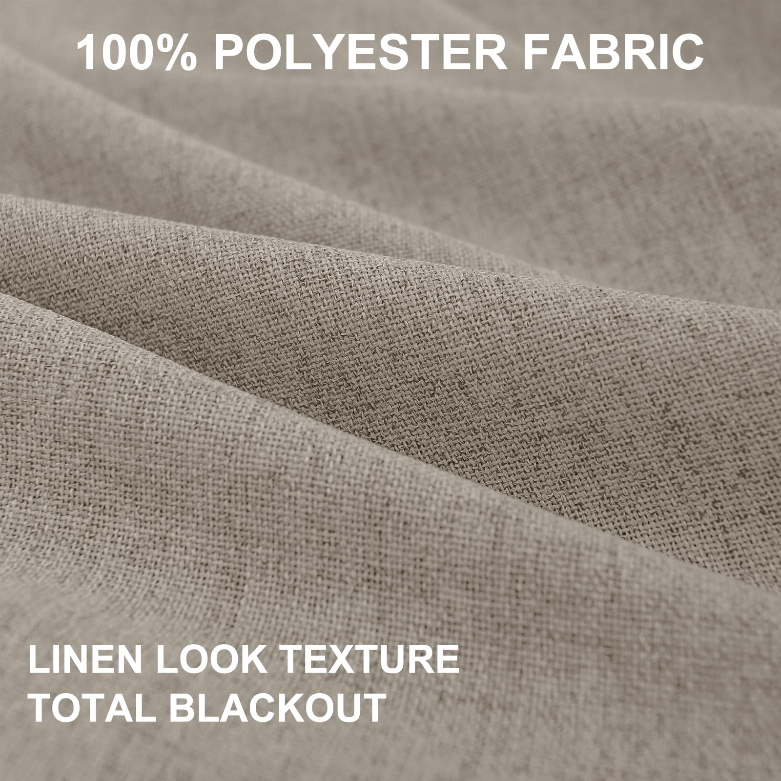 Faux Linen Total Blackout Curtains for Bedroom 84 Inches Long, Faux Linen