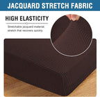 H.VERSAILTEX Super Stretch Couch Cushion Covers Sofa Cushion Slipcovers Jacquard Fabric Individual Seat Couch Slipcover Sets for Pets with Elastic Bottom(3 Packs Cushion Sofa Covers, Chocolate)
