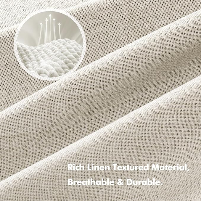 MIULEE 100% Blackout Linen Curtains 42 x 90 Inch Linen Beige 2 Panels