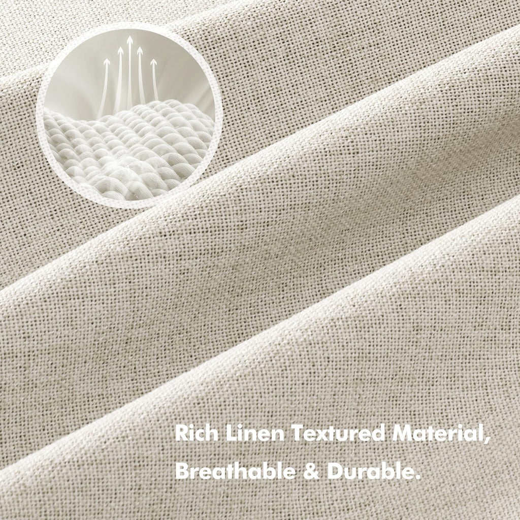 MIULEE 100% Blackout Linen Curtains 42 x 63 Inch Linen Beige 2 Panels