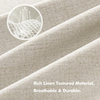 MIULEE 100% Blackout Linen Curtains 42 x 63 Inch Linen Beige 2 Panels