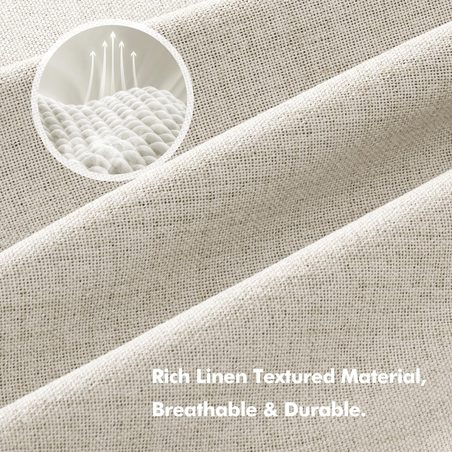 MIULEE 100% Blackout Linen Curtains 42 x 63 Inch Linen Beige 2 Panels