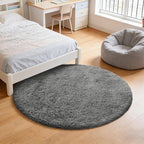 yulidayang Fluffy Round Area Rugs for Living Room,6'X6'Shag Circle Area Rugs for Bedroom,Non Slip Fuzzy Plush Rug for Kids Room Boys Girls Room and Dorm,Deep Grey