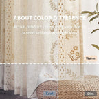 jinchan Belrose Linen Curtains for Bedroom Floral Curtains 63 Inch Length Linen Blend Beige Embroidered Drapes Farmhouse Flower Patterned Drapes for Living Room Window Treatments Sets 4 Panels