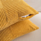 Fancy Homi 2 Packs Gold Yellow Spring Decorative Throw Pillow Covers 16x16 Inch for Couch Bed Sofa, Rustic Farmhouse Boho Home Decor, Soft Corss Patchwork Corduroy Textured Square Cushion Case 40x40cm