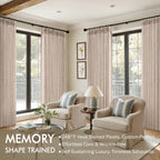 MIULEE Pinch Pleated Linen Curtains 90 Inches Long Sand Beige with Hooks