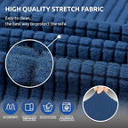 KEKUOU Stretch Couch Covers for Sofa, 3 Cushion Couch Slipcover,Classic Blue