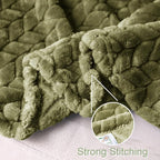 Exclusivo Mezcla Fleece Throw Blanket for Couch Sofa, 50”x70”, Olive Green