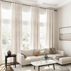 Extra Long Curtain 108 inches Long 2 Panels Set Back Tab Beige Linen Drapes for Living Room Neutral Farmhouse Light Filtering Semi Sheer Linen Curtains 108 inch Length for Large Window Tan 9 FT