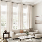 Beige Linen Sheer Curtains 102 Inches 2 Panels Set Back Tab Rod Pocket Extra Long Semi Sheer Light Filter Vintage Curtain Drapes Room Decor Aesthetic Curtains for Living Room High Window 42x102