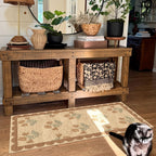 Othilic Front Door Mat Indoor Entrance - 2x4.3 Ft Tan Floral Washable Layered Doormat Outdoor Entrance Porch Rug Non-Slip Neutral Country Jute-Look Runner Rug for Kitchen Mud Laundry Room Porch Decor