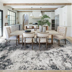 8x10 Area Rugs for Living Room, Washable Modern Abstract Large Area Rug Neutral Soft Non Slip Kids Rug Stain Resistant Indoor Carpet for Bedroom Nursery Dining Room Playroom(Black, 8'x10')