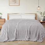 Exclusivo Mezcla Striped King Size Fleece Blanket for Bed, Couch, 90"x104"