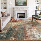 RELEANY Washable 6'x9' Abstract Area Rug for Living Room Rustic Brown
