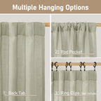 LAMIT 45 Inch Length Linen Curtains for Small Window Bedroom, 34 x 45 Inch