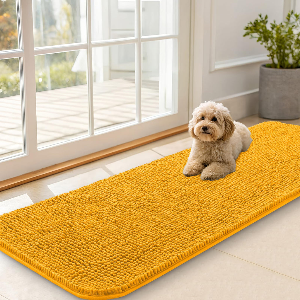OLANLY Dog Door Mat for Muddy Paws 59x20, Super Absorbent Chenille Mud Mat