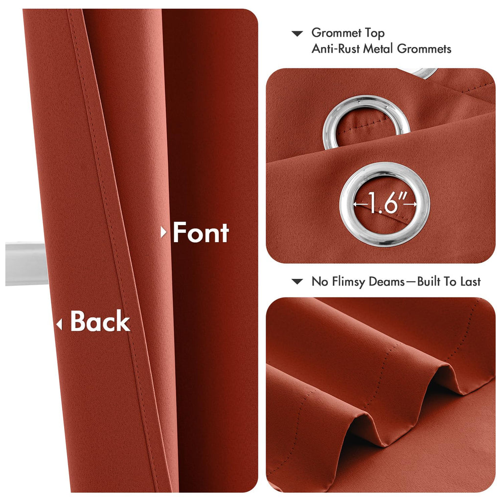 MIULEE Fall Blackout Curtains for Bedroom 2 Panel 40"x72" Long Burnt Orange
