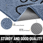 Smiry Dog Door Mat for Muddy Paws, Absorbent Dirt Trapper Non Slip Quick Dry Washable Chenille Mat for Mud Dogs, Entry Rug for Indoor and Outdoor (30x20 Inches, Airy Blue and Black)