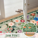 PLHXFR 8x10 Area Rug Living Room: Floral Washable Boho Soft Carpet Green